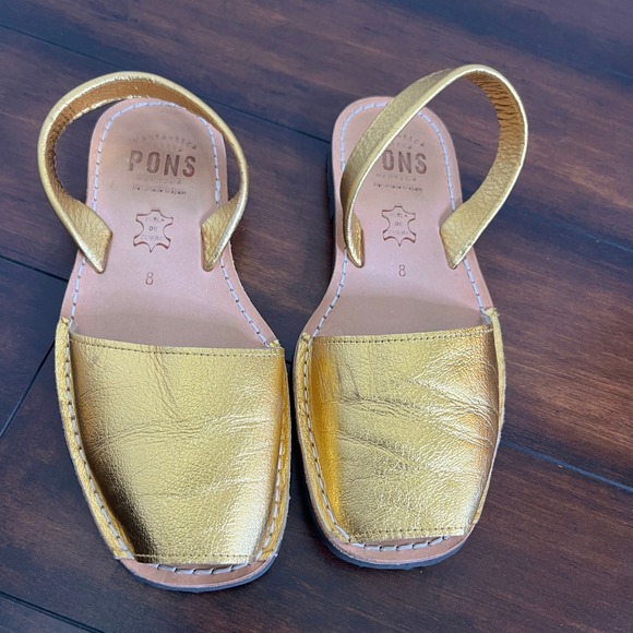 Pons Avarcas Classic Style Metallic Gold Slingback Sandals Women's size 8 - Picture 4 of 12